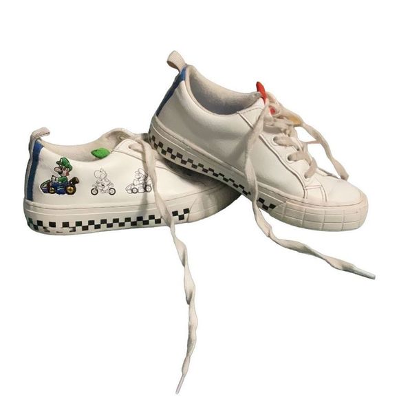 Zara Other - Boys Kids Zara Mario Luigi White Leather Sneakers Size 28 EU 11 US